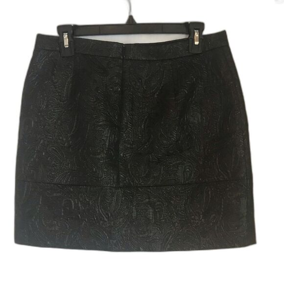 J. Crew Black Metallic Textured Faux Wrap Mini Skirt Women's Size 4 - Picture 3 of 7